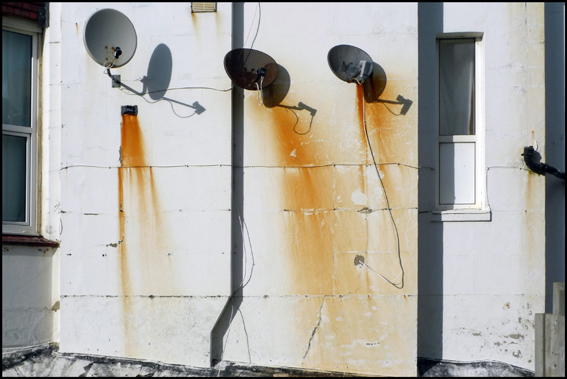 Friday October 28th (2011) Satellite dishes, shadows and rust. width=