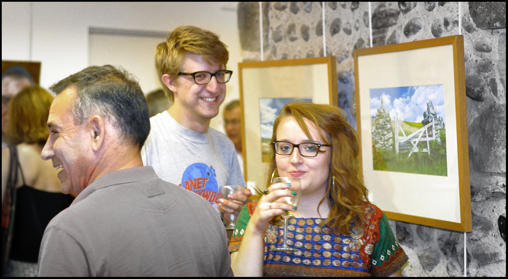 Thursday August 8th (2013) Dave, Aaron and Phoebe at the private view. (2nd August 2013) width=