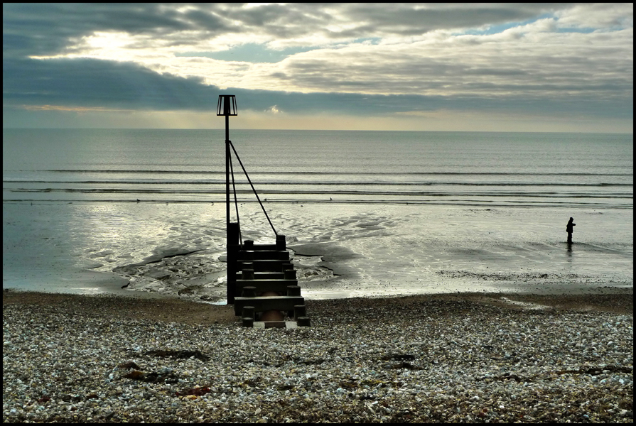 Sunday January 31st (2010) Man on Bognor beach. width=