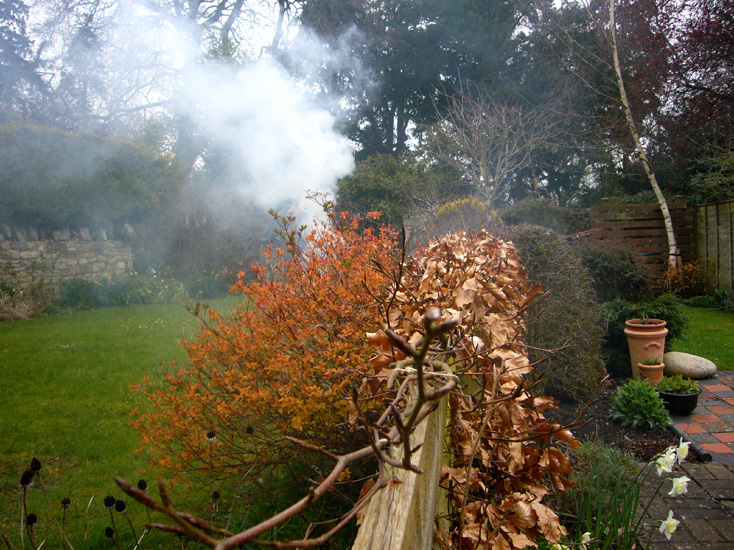 Sunday March 25th (2007) Martin has a bonfire width=