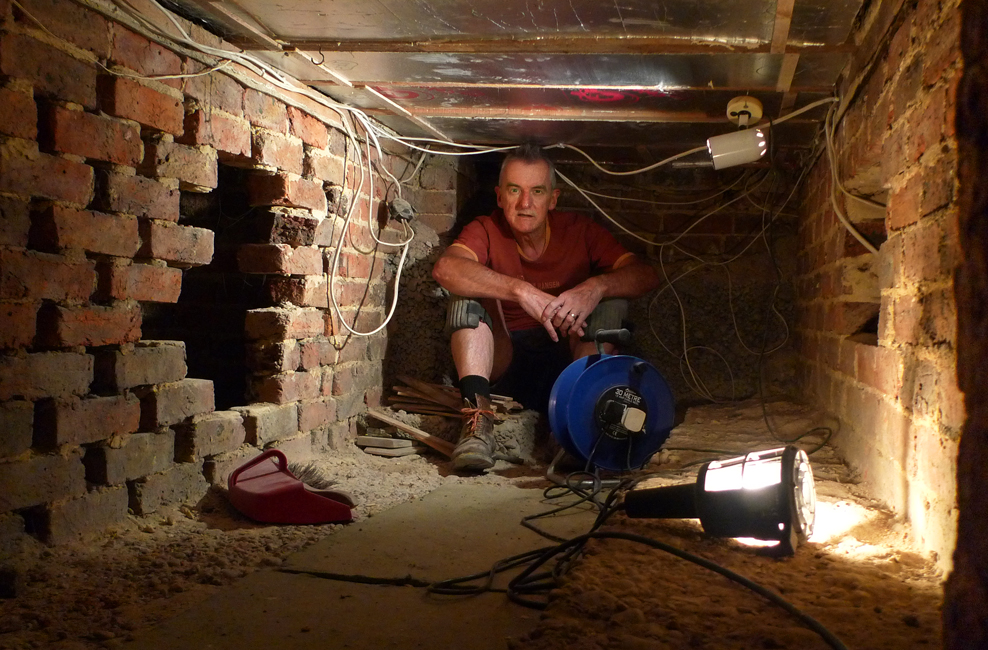 Thursday August 31st (2017) Working under the dining room.(Cellarage) width=