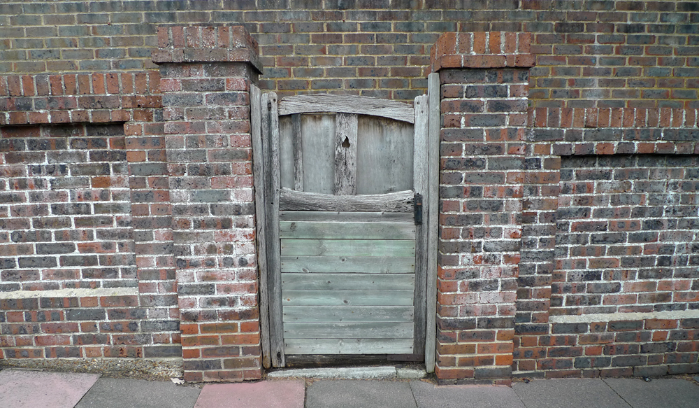 Saturday October 31st (2020) This gate gives access to a brick wall. width=