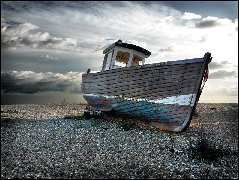 Tuesday December 14th (2010) Boat on Eastbourne beach width=