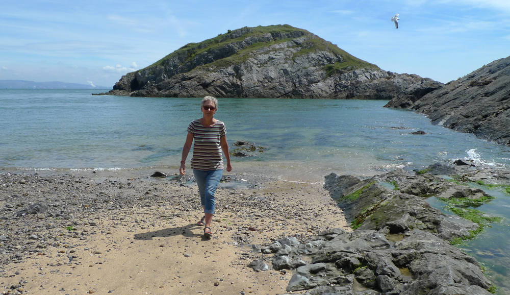 Monday July 8th (2019) Jude on the Mumbles beach. width=