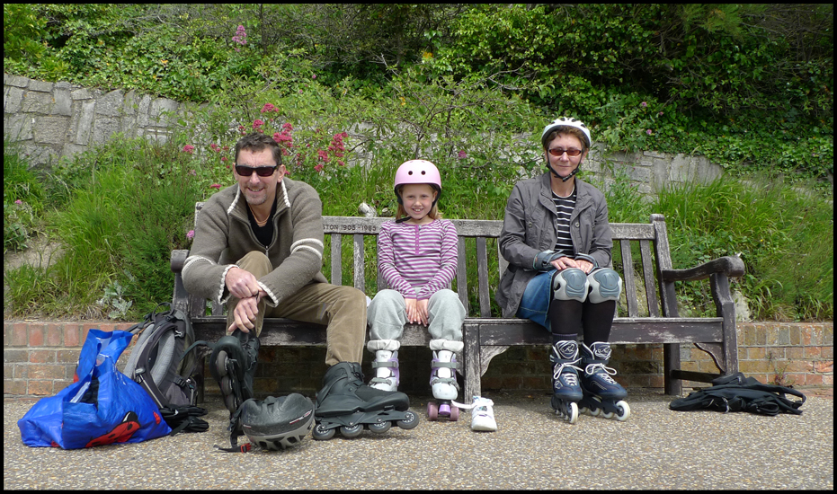 Thursday June 7th (2012) Adam, Becky and Jude get ready to SK8 width=
