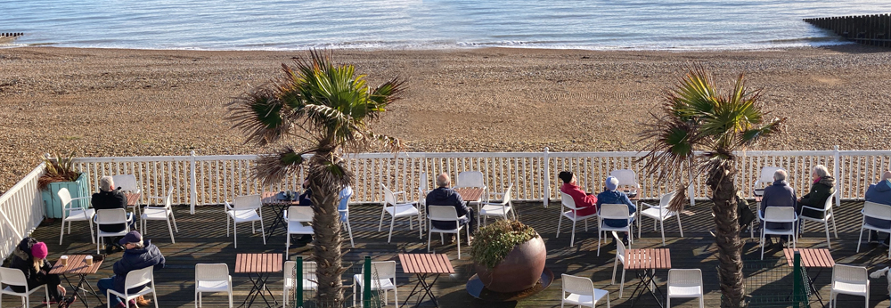Tuesday January 13th (2026) A very still morning at the beach cafe width=