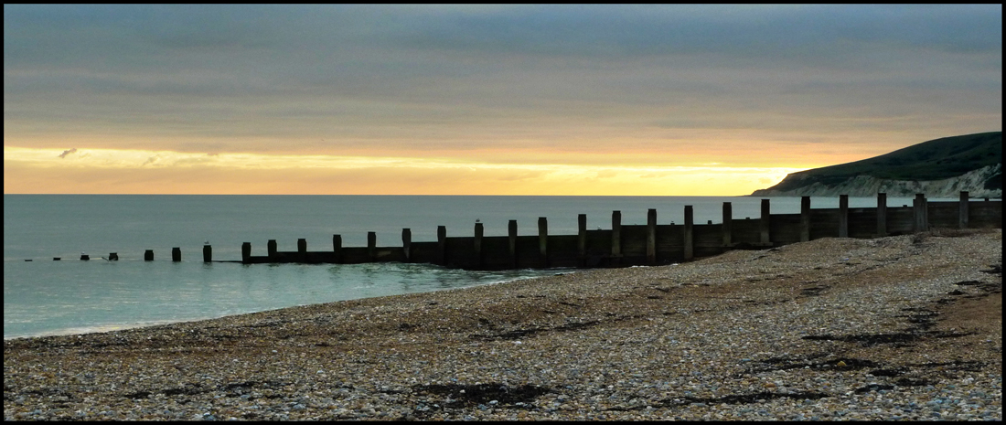 Sunday December 12th (2010) Sunset on the beach at Eastbourne width=