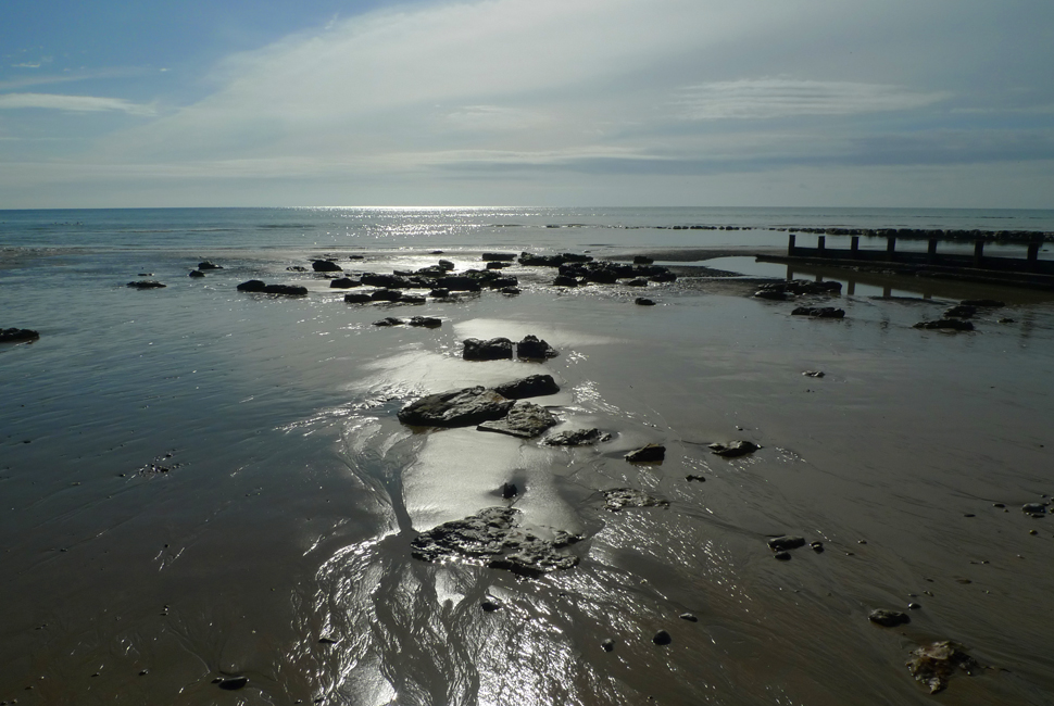 Tuesday October 12th (2021) Low tide at Bexhill-on-Sea width=