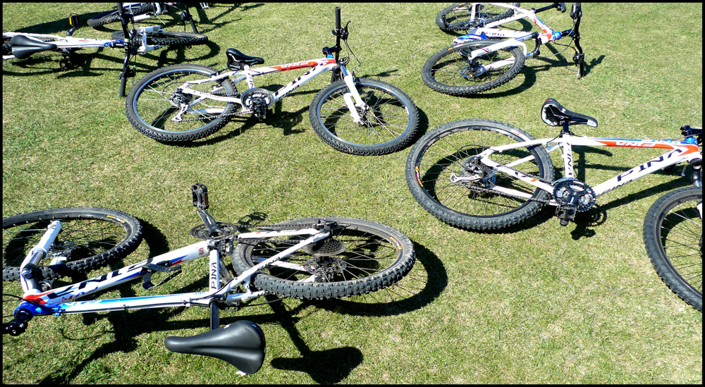 Sunday May 22nd (2011) Bikes on the sunny western lawns. width=