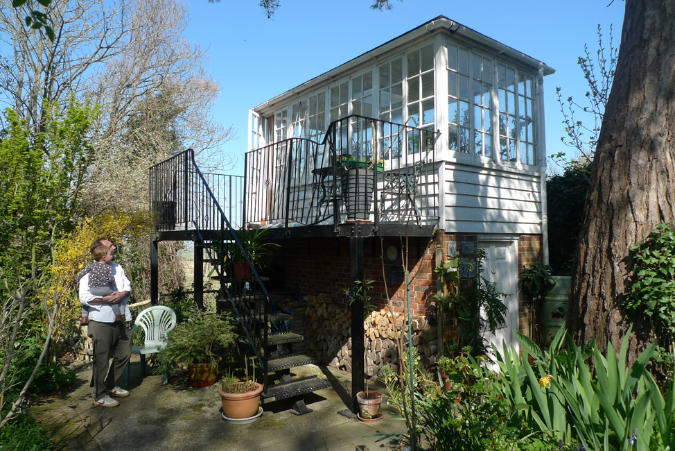 Saturday April 16th (2022) Glazed raised shed in King's Leap garden, Winchelsea. width=