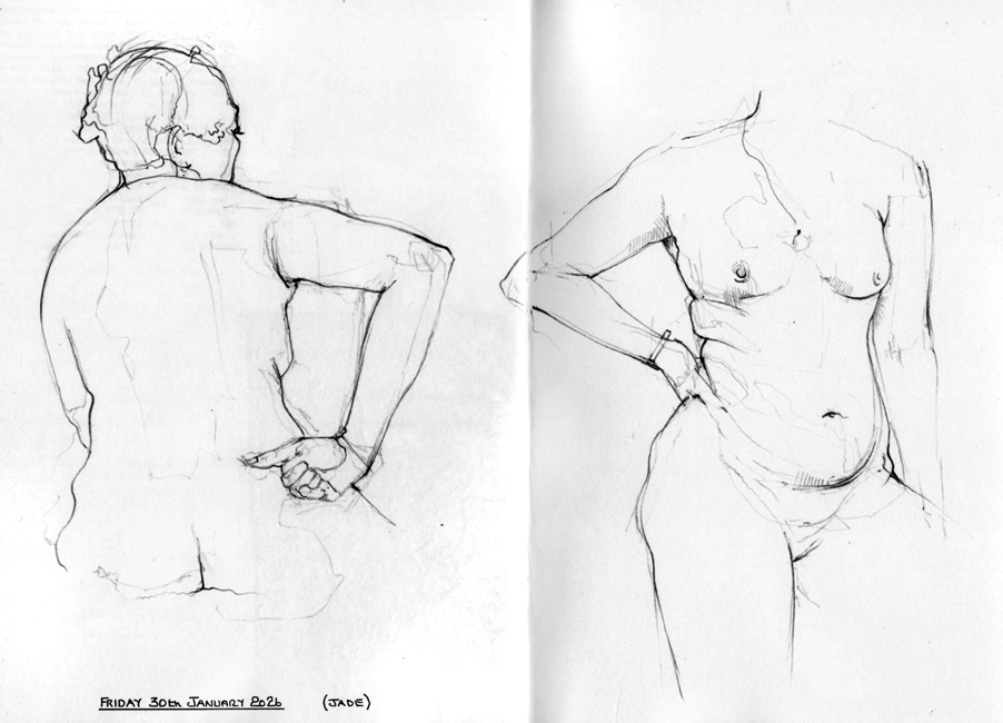 Friday January 30th (2026) A shorter session of life drawing today width=