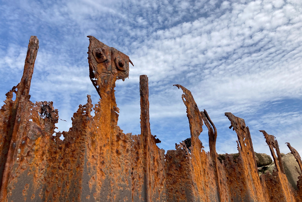 Friday August 11th (2023) Rusting sea defences at Cuckmere Haven width=