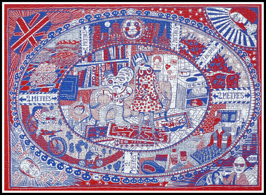 Tuesday January 25th (2022) Tea Towel 750 piece jigsaw puzzle by Grayson Perry. width=