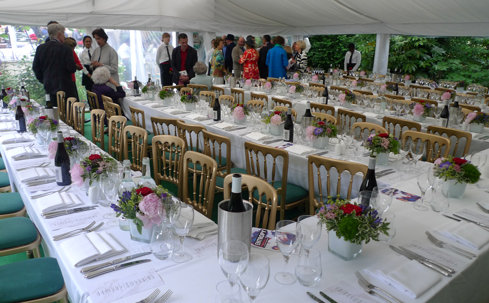 Sunday June 17th (2018) Seating for about one hundred guests today ... width=