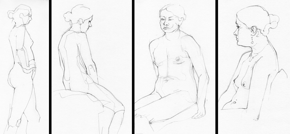 Friday January 7th (2022) Four quick studies from today's session. width=