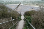 07: Jude approaching the Holywell steps at low tide.