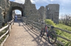 A ride to Pevensey Castle in bright spring sunshine.